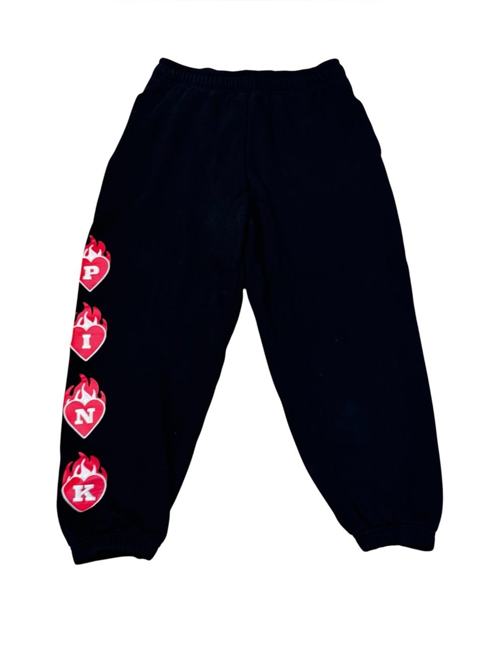 Victoria’s Secret PINK Limited Edition Black Campus Heart Flame Logo Joggers M